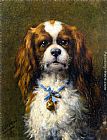 Famous Blue Paintings - A King Charles Spaniel with a Blue Ribon